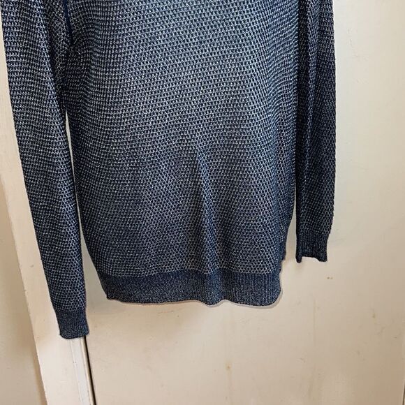 VINCE. Navy Blue Metallic Mesh Knit Sweater-S - Picture 5 of 9